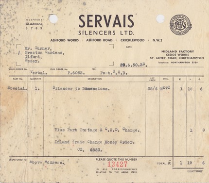 Servais old invoice